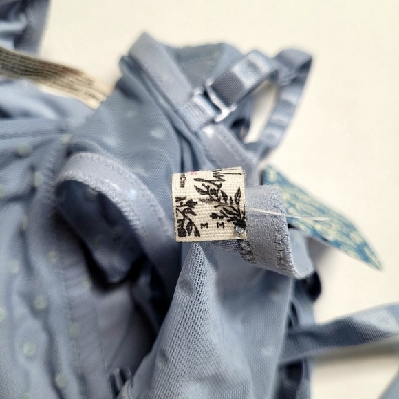 Intimately Free People Sierra Light Blue Swiss Dot Mesh V-neck Bandeau - Picture 7 of 8